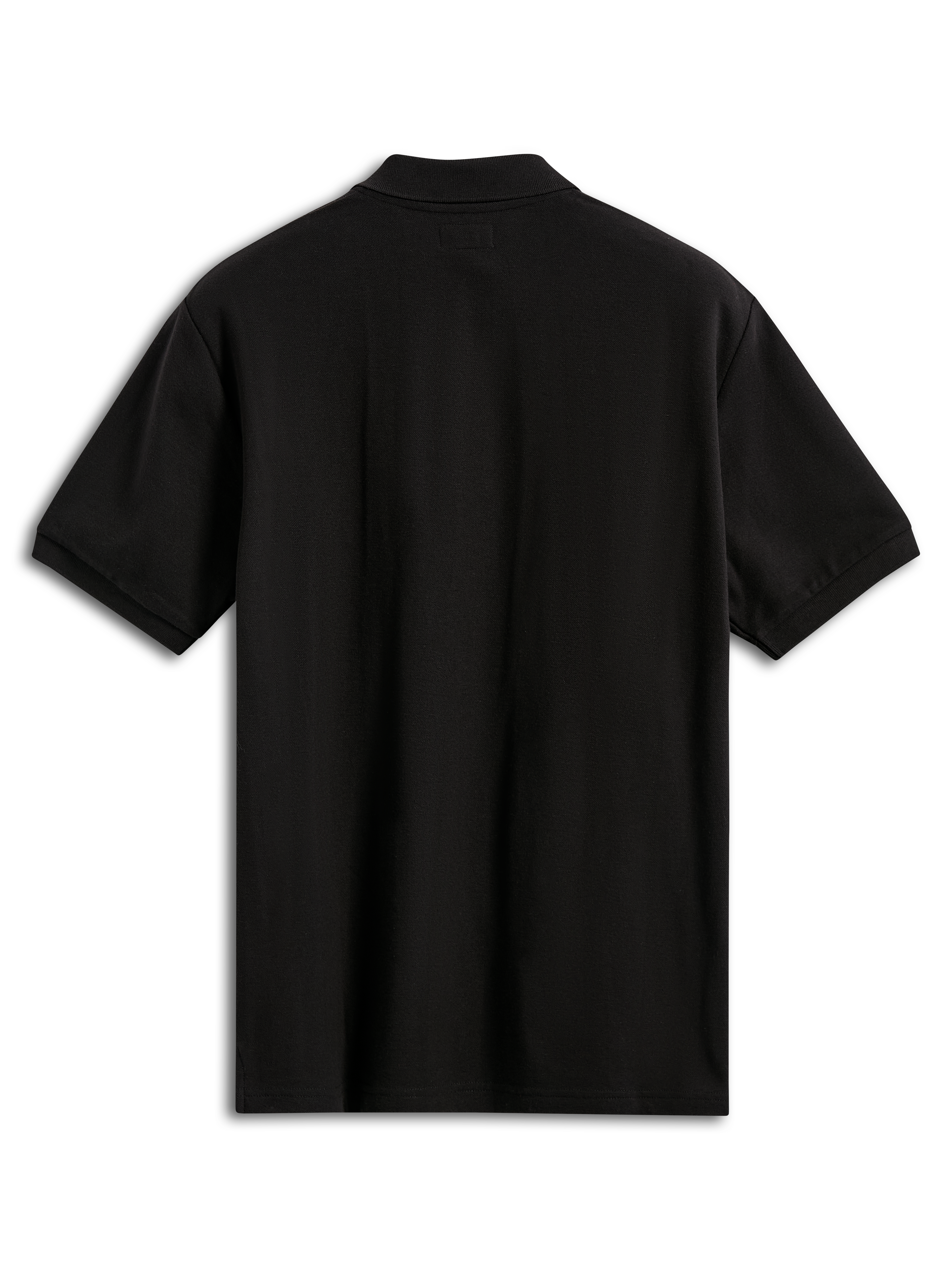 Alpinestars Endeavor Classic Polo, Kurzarm-Poloshirt, Schwarz, Rückansicht, klassisches Piqué-Gewebe mit Rippkragen und Ärmelbündchen, lässige Motorsport-Sportbekleidung
