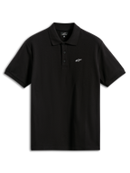 Alpinestars Endeavor Classic Polo, Kurzarm-Piqué-Poloshirt, Schwarz, mit kleinem weißen Astars-Logo auf der Brust, 3-Knopf-Leiste, Rippkragen und Rippbündchen, lässige Sportbekleidung