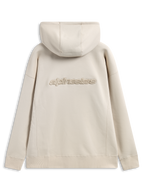Alpinestars Emergent Oversized Hoodie, Rückansicht, Sand, 3D-gesticktes Alpinestars-Wortlogo mittig auf dem Rücken, Oversized-Passform mit Rippbündchen an Ärmeln und Saum, lässige Streetwear