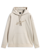 Alpinestars Emergent Oversized Hoodie, lässige Motorsport-Streetwear, sandfarben mit tonalem, 3D-besticktem Astars-Logo, Kapuze mit Kordelzug, Kängurutasche, entspannte Oversized-Passform