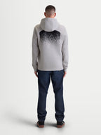 Alpinestars Obsessed Hoodie, Herren-Sportswear-Kapuzenpullover, Cement Grau und Schwarz, Rückansicht mit großer MX-inspirierter Verlaufsgrafik, Fleece aus Baumwollmischung, lässige Motorsport-Bekleidung mit Kapuze und Rippbündchen.