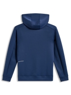 Alpinestars Cypher Hoodie, Kapuzenjacke in Stahlblau aus Tri-Blend-Fleece, Rückansicht mit Alpinestars-Wortlogo.