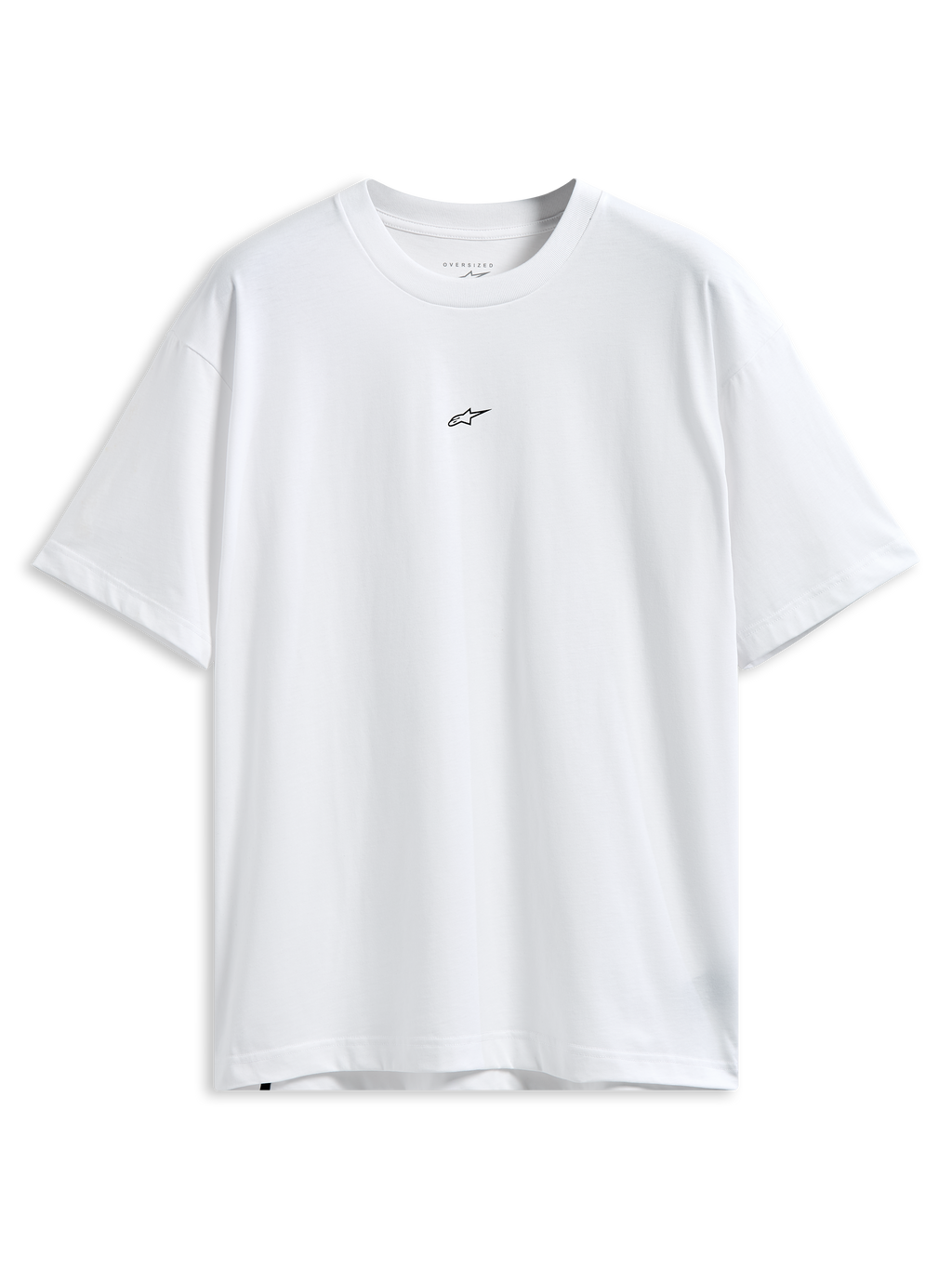 Alpinestars Focused Oversized CSF T-Shirt, Kurzarm-T-Shirt, Weiß, kleines schwarzes Astars-Logo auf der Brust, lockere Oversized-Passform, lässige Motorsport-Streetwear