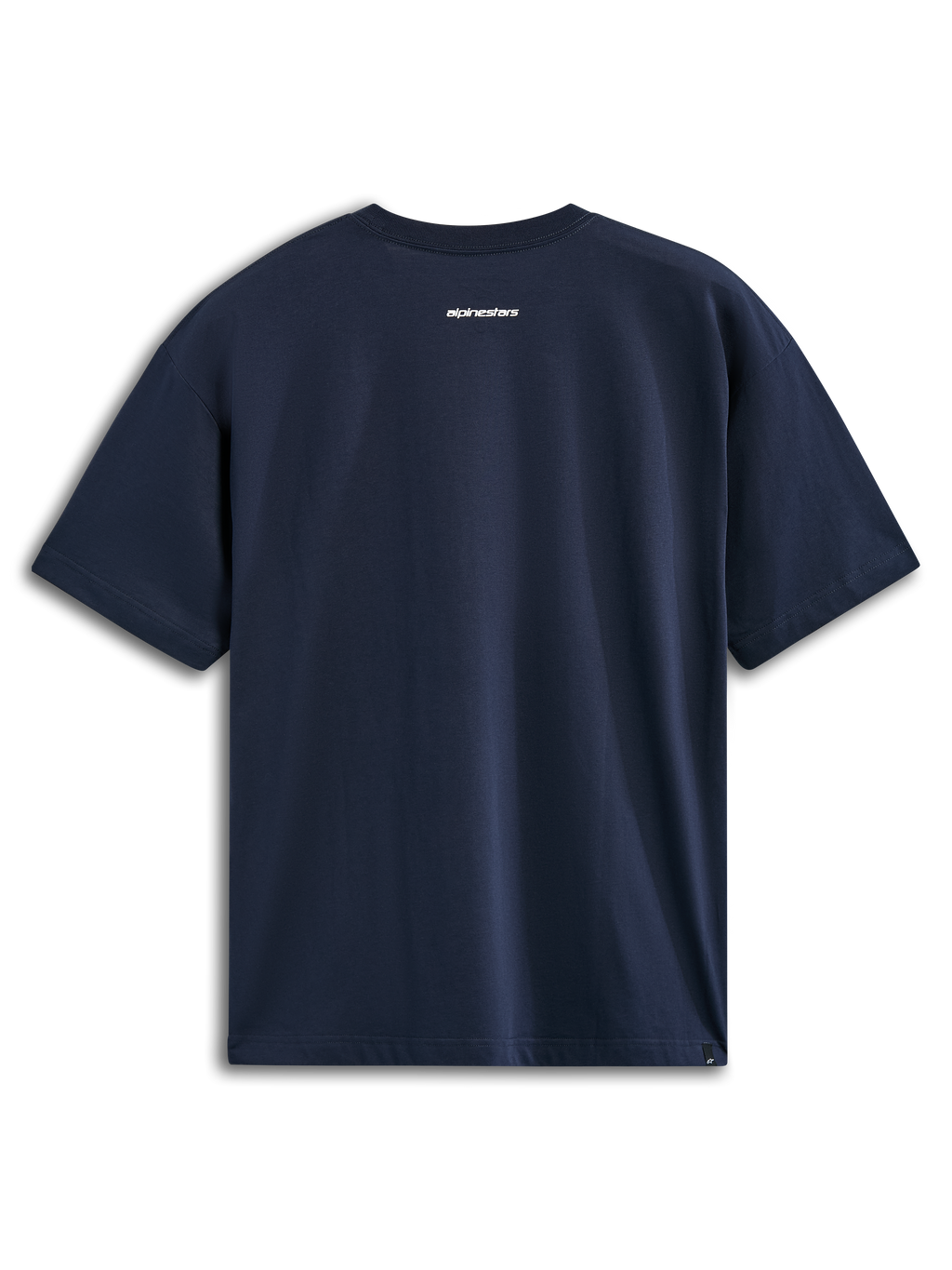 Alpinestars Focused Oversized CSF T-Shirt, Kurzarm-T-Shirt, Navy, Rückansicht mit kleinem weißem Alpinestars-Wortlogo, Lässige Motorsport-Streetwear