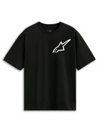 Alpinestars One Oversized CSF Tee, Kurzarm-T-Shirt, Schwarz, weißes Astars-Logo auf der Brust, Oversized-Passform, lässige, vom Motorsport inspirierte Streetwear