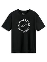 Alpinestars MX CSF Tee, Short Sleeve T-Shirt, Black, White circular Alpinestars Motocross graphic, Casual Motorsport Streetwear
