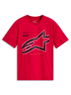 Alpinestars Authority CSF Tee, Kurzarm-T-Shirt, Rot, großes schwarzes beschnittenes Astars-Logo mit weißem Umriss, lässige Motorsport-Sportbekleidung