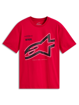 Alpinestars Authority CSF Tee, Short Sleeve T-Shirt, Red, Large Black Cropped Astars Logo with White Outline, Casual Motorsport Sportswear