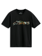 Alpinestars Verdure Camo CSF T-Shirt, kurzärmeliges T-Shirt, Schwarz, Astars-Logo mit Camo-Füllung, lässige Motorsport-Streetwear