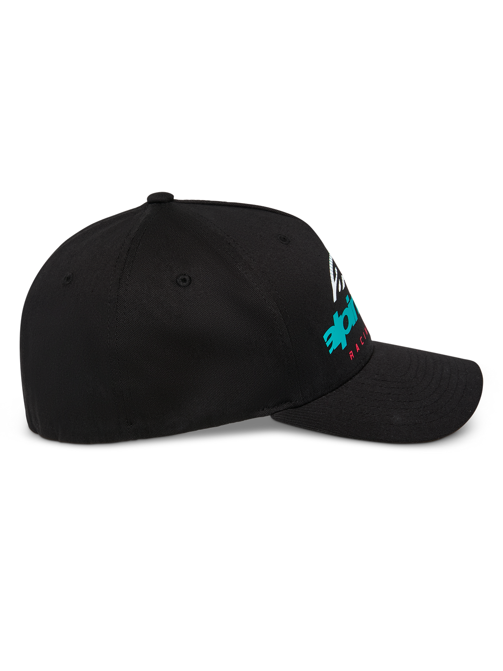 Alpinestars Instinct Kappe, strukturierte Baseball-Kappe, Schwarz, Seitenprofil mit gebogenem Schirm und Astars-Logo-Print mit Farbverlauf, lässige Motorsport-Streetwear