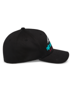 Alpinestars Instinct Kappe, strukturierte Baseball-Kappe, Schwarz, Seitenprofil mit gebogenem Schirm und Astars-Logo-Print mit Farbverlauf, lässige Motorsport-Streetwear
