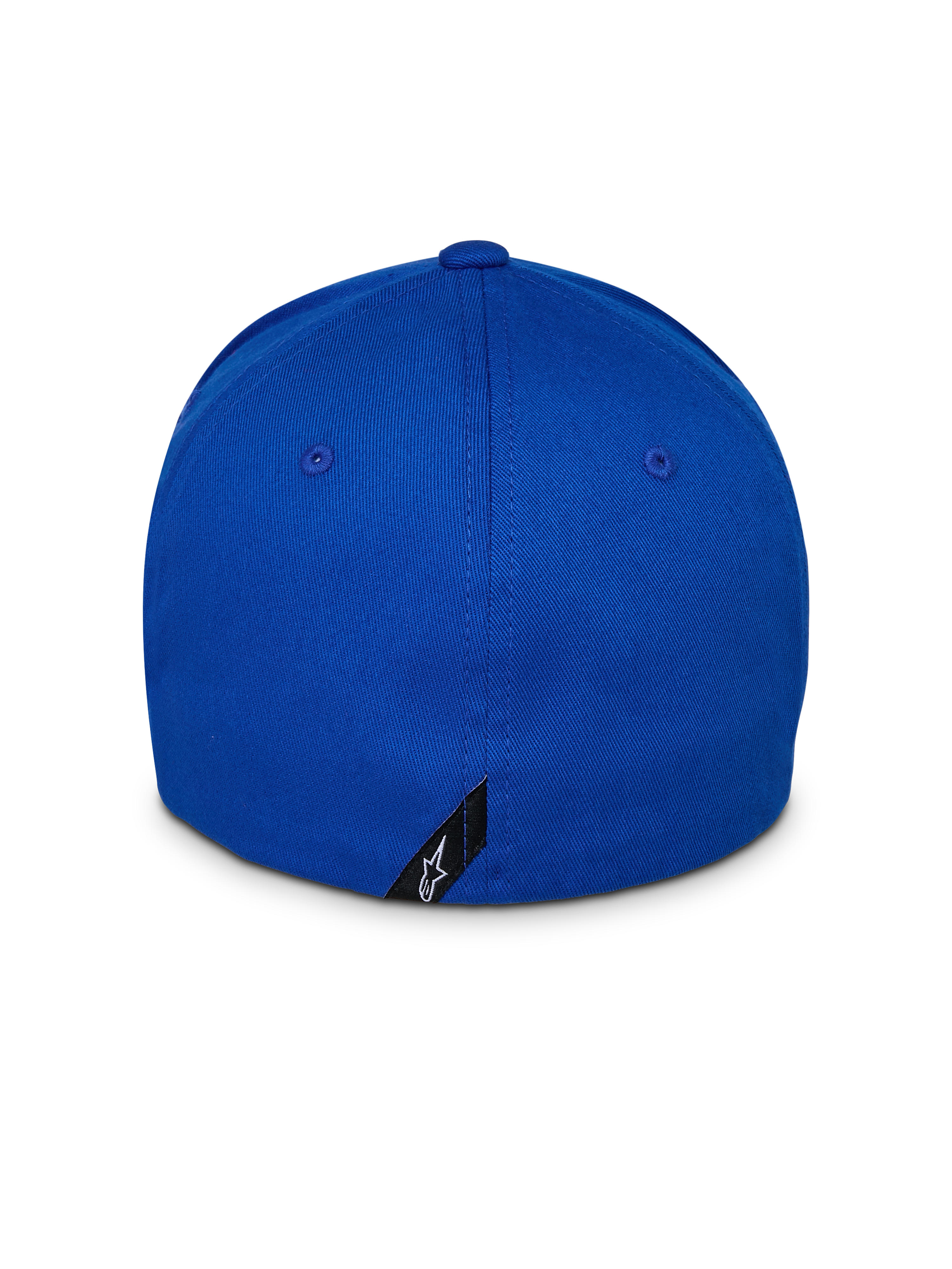 Alpinestars Corp Shift Relay Mütze, Blau, Rückansicht, Flex-Rückseite mit kleinem schwarzem Logo-Etikett, strukturierte Krone, sportliche Freizeit-Mütze