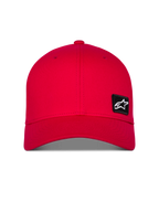 Alpinestars Pivot Hat, rote Sportswear-Kappe, mit gebogenem Schirm und strukturierter Krone, kleiner schwarzer bestickter Astars-Logo-Patch auf der Vorderseite, lässige Twill-Kopfbedeckung