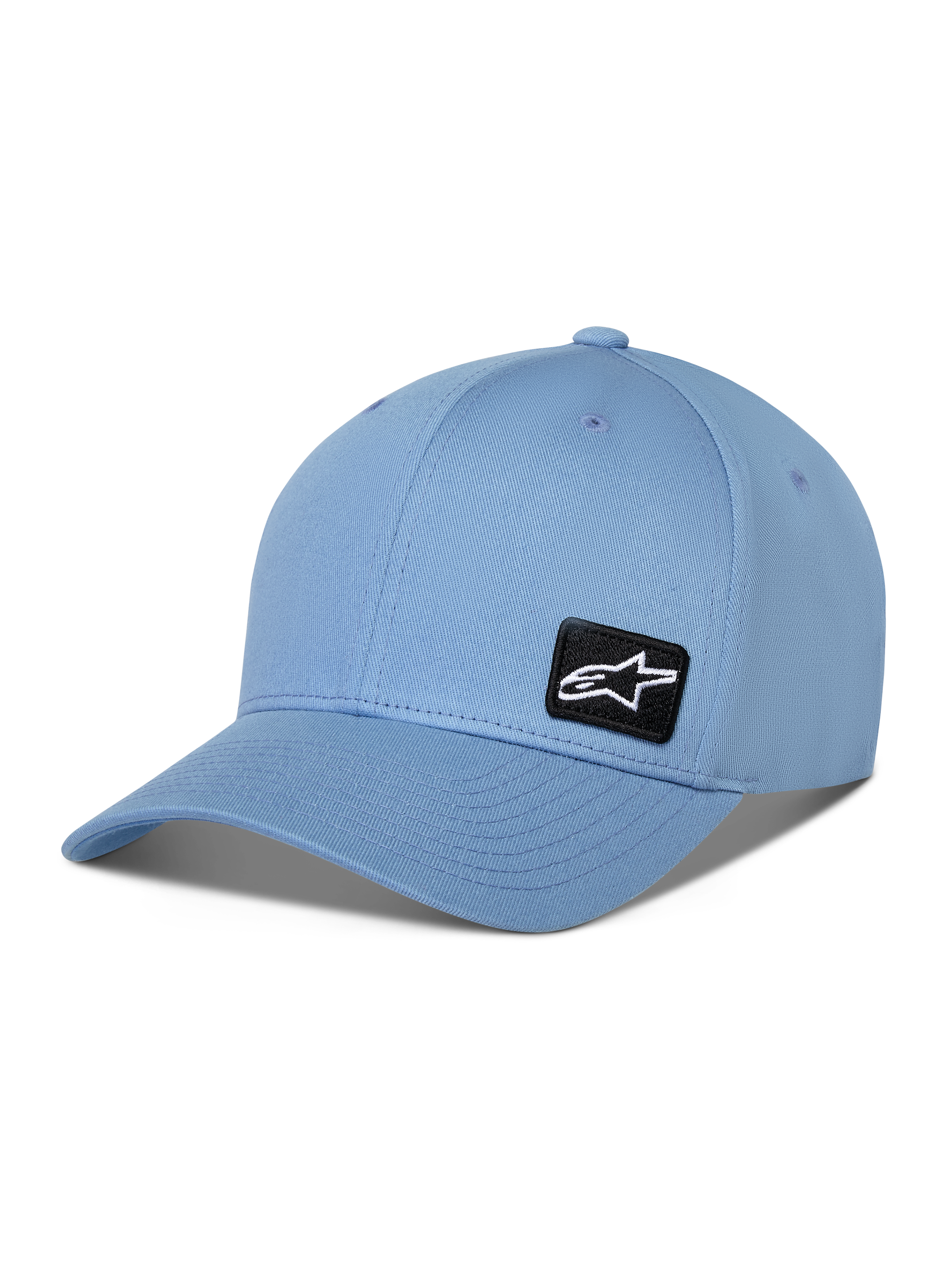 Alpinestars Pivot Hat, Baseball-Cap mit gebogenem Schirm, Blau, mit kleinem schwarzen bestickten Astars-Logo-Patch an der Seite, lässiges Sportbekleidungs-Accessoire