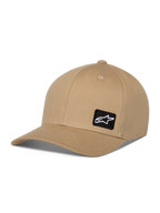 Alpinestars Pivot Kappe, Freizeit-Baseballkappe, Khaki Sand, gebogener Schirm mit strukturierter Krone, kleiner schwarzer quadratischer Patch mit weißem Astars-Logo, Baumwoll-Twill Sportbekleidung