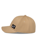 Alpinestars Pivot Kappe, Casual Sportswear Kappe, Sand-Khaki, mit gebogenem Schirm und strukturierter Krone, kleiner schwarzer Astars-Logo-Stickaufnäher an der Seite, strapazierfähiges Baumwolltwill-Gewebe