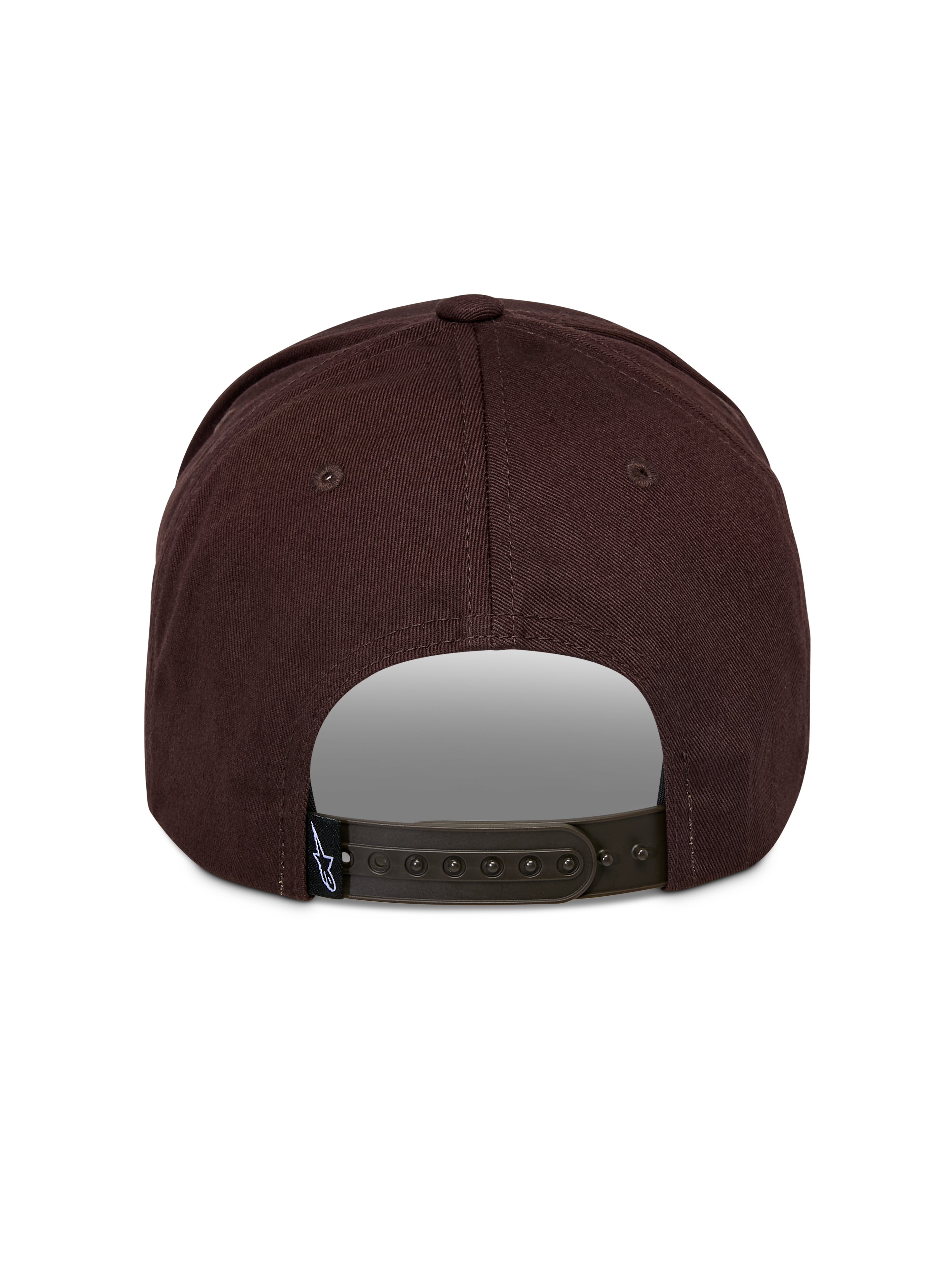 Alpinestars Matrix Snapback Kappe, Rückansicht, Braun, verstellbarer Snapback-Verschluss, strukturierte Krone, Hauptstoff aus Twill, kleines Astars-Logo-Etikett auf der Rückseite