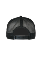 Alpinestars Contender Trucker-Mütze, Schwarz, Rückansicht mit Poly-Mesh-Gewebe und verstellbarem Snapback-Verschluss, kleines weißes Astars-Logo-Etikett, lässige vom Motorsport inspirierte Kopfbedeckung