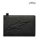 Alpinestars Ageless Kreditkartenhalter, unisex Sportswear-Kartenetui aus schwarzem Spaltleder mit geprägtem Astars-Logo und Kerbtasche