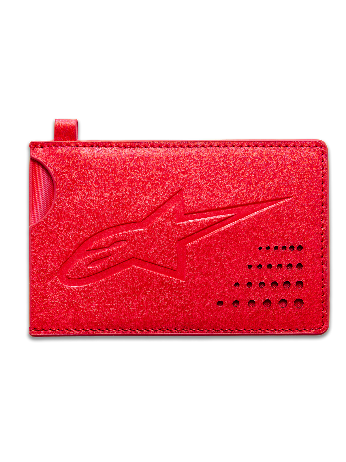 Alpinestars Ageless Kreditkartenhalter, rotes Sportswear-Accessoire, kompaktes Portemonnaie aus Spaltleder mit geprägtem Astars-Logo und Kartenfächern