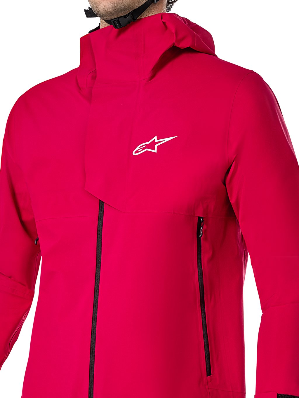 Alpinestars A-Dura Elite Wasserdichte Jacke, MTB-Regenjacke, Red Fluo, technische 3-Lagen-Ripstop-Konstruktion mit Über-dem-Helm-Kapuze und vorderer Windschutzleiste, Hochleistungs-Fahrradausrüstung für Trailfahrten bei jedem Wetter