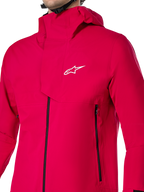 Alpinestars A-Dura Elite Wasserdichte Jacke, MTB-Regenjacke, Red Fluo, technische 3-Lagen-Ripstop-Konstruktion mit Über-dem-Helm-Kapuze und vorderer Windschutzleiste, Hochleistungs-Fahrradausrüstung für Trailfahrten bei jedem Wetter