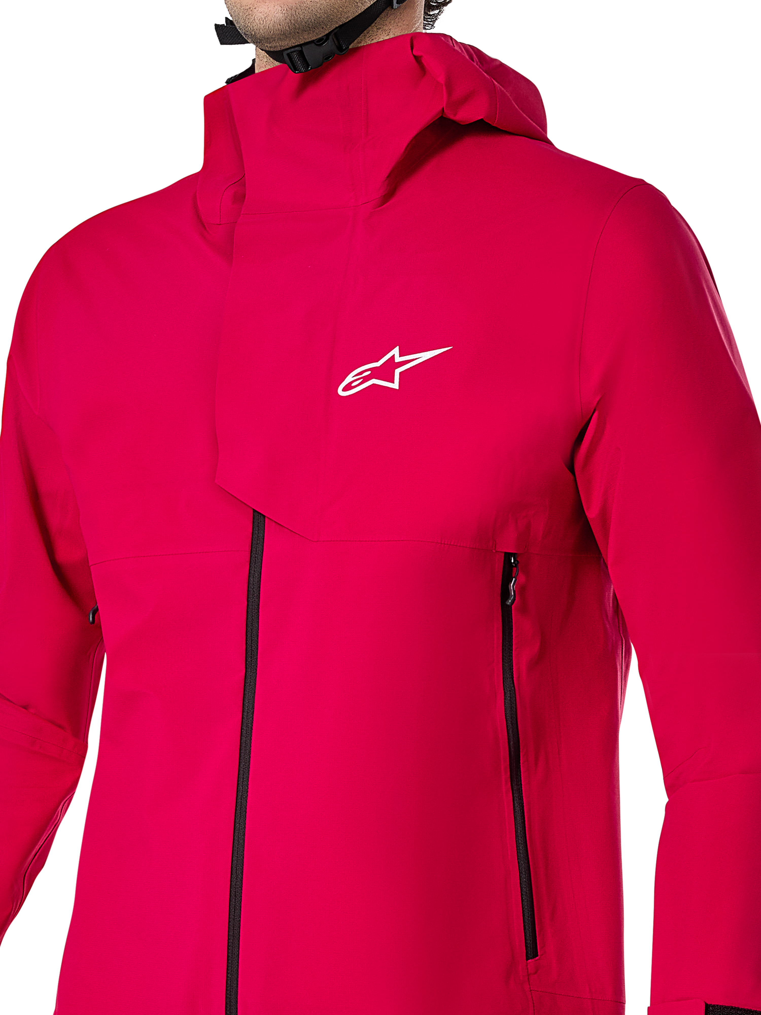 Alpinestars A-Dura Elite Wasserdichte Jacke, MTB-Regenjacke, Red Fluo, technische 3-Lagen-Ripstop-Konstruktion mit Über-dem-Helm-Kapuze und vorderer Windschutzleiste, Hochleistungs-Fahrradausrüstung für Trailfahrten bei jedem Wetter