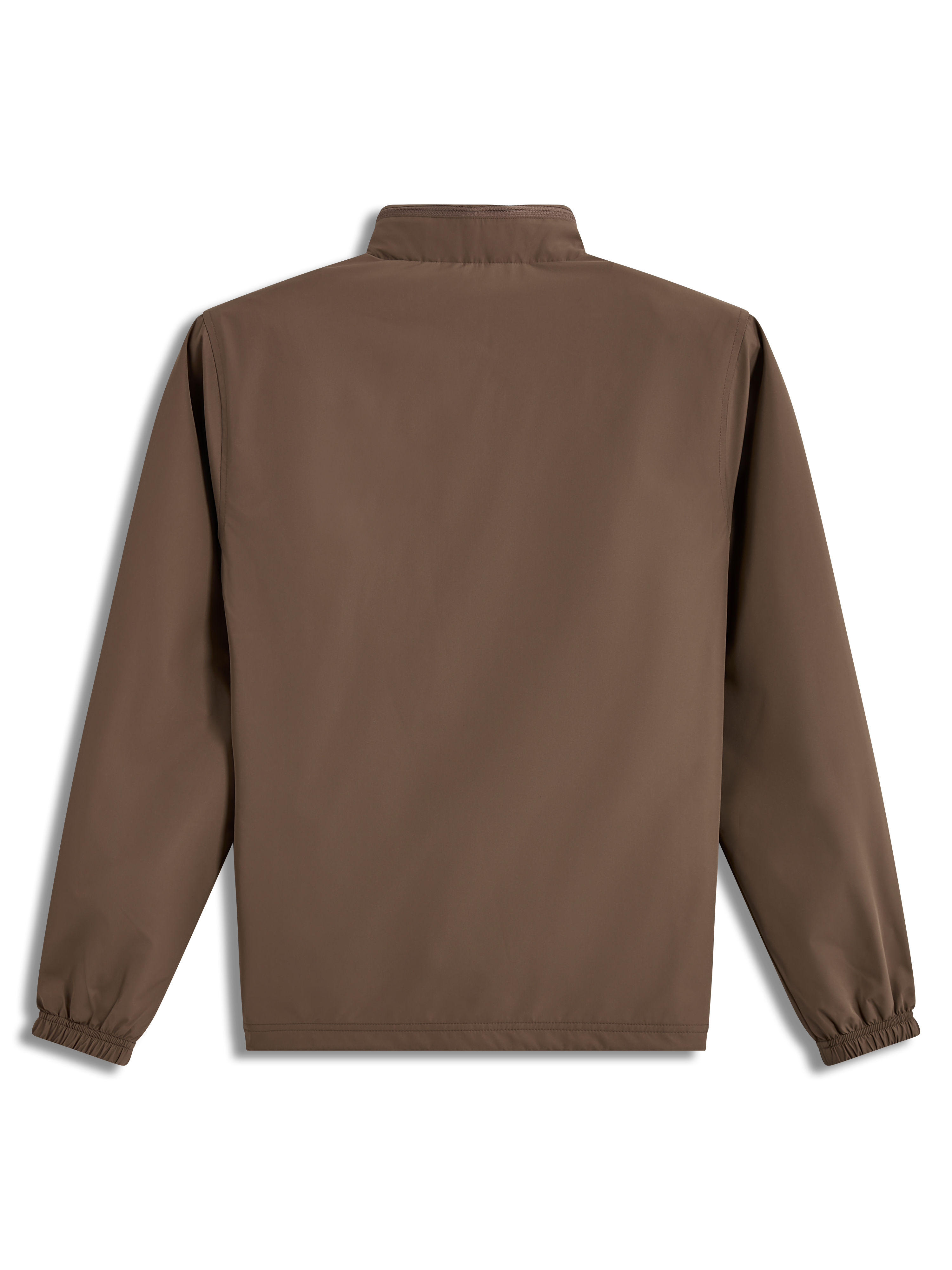 Alpinestars Overhaul Racer Jacke, leichte walnussbraune Sportswear-Jacke, Rückansicht mit verstaubarer Kapuze.