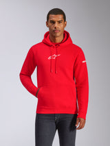 Alpinestars Frontal Hoodie, Rot, Fleece-Kapuzenpullover mit weißem Brustlogo und Wortmarke am Ärmel, Kängurutasche und Kapuze mit Kordelzug, lässige vom Motorsport inspirierte Streetwear
