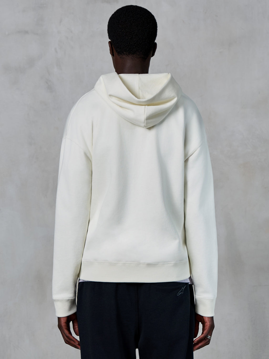 Alpinestars Essentials Ageless Zip Hoodie, back view, Off White, casual streetwear, premium compact fleece, relaxed fit, ribbed cuffs and hem, clean minimalist design