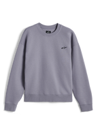 Alpinestars Essentials Ageless Crew, hochwertiges Rundhals-Sweatshirt, Silber, mit kleinem schwarzem Astar-Logo auf der Brust, gerippter Kragen, Bündchen und Saum, lässige vom Motorsport inspirierte Streetwear