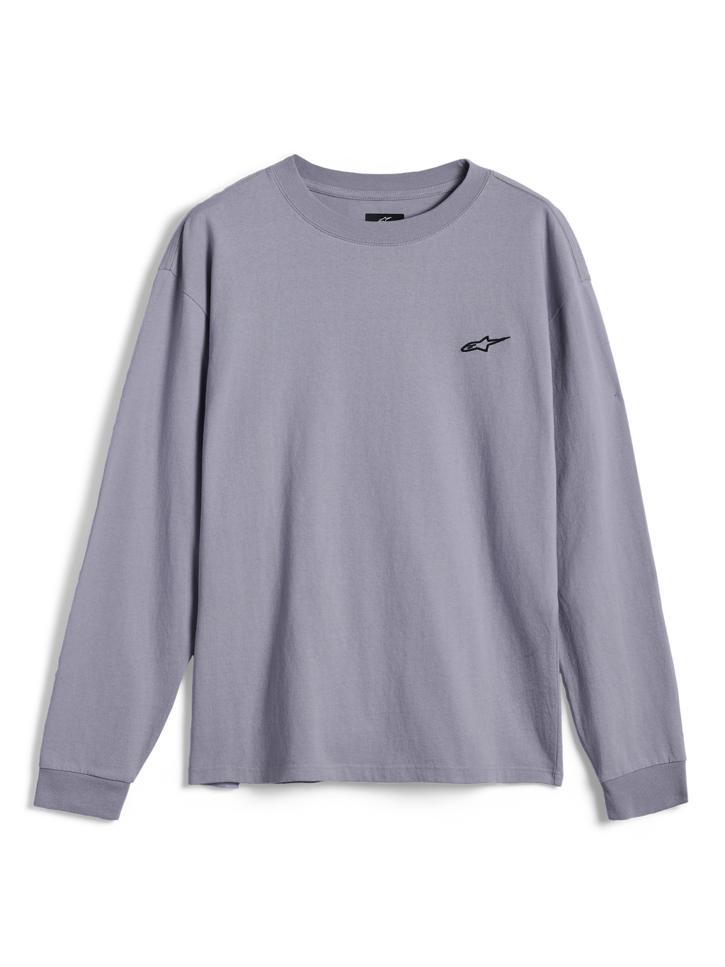 Alpinestars Essentials Ageless LS Tee, Langarmshirt, Silber, mit kleinem schwarzen Alpinestars-Logo auf der Brust, entspannte Passform, lässige Motorsport-Streetwear