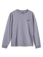 Alpinestars Essentials Ageless LS Tee, Langarmshirt, Silber, mit kleinem schwarzen Alpinestars-Logo auf der Brust, entspannte Passform, lässige Motorsport-Streetwear