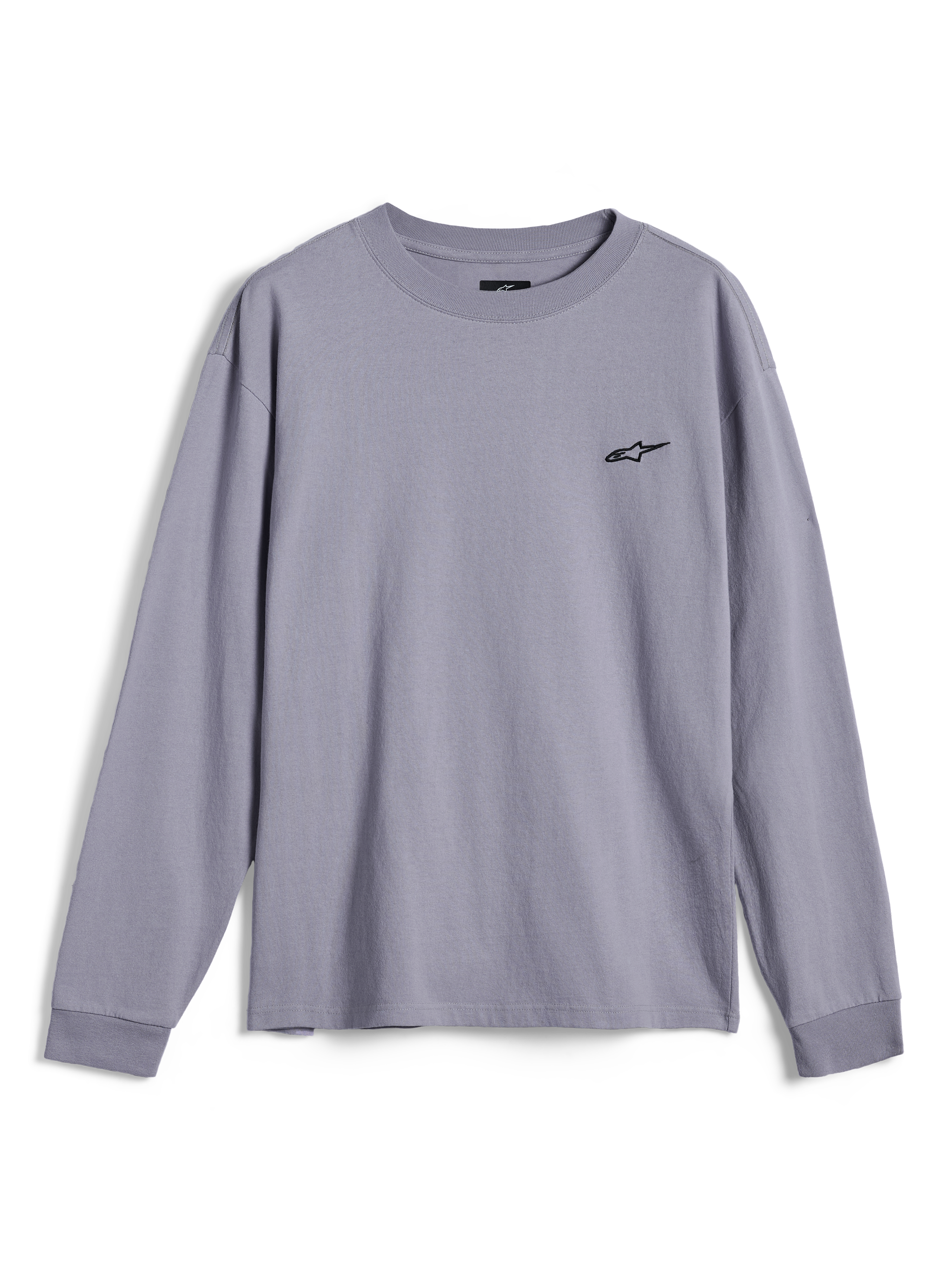 Alpinestars Essentials Ageless LS Tee, Langarmshirt, Silber, mit kleinem schwarzen Alpinestars-Logo auf der Brust, entspannte Passform, lässige Motorsport-Streetwear