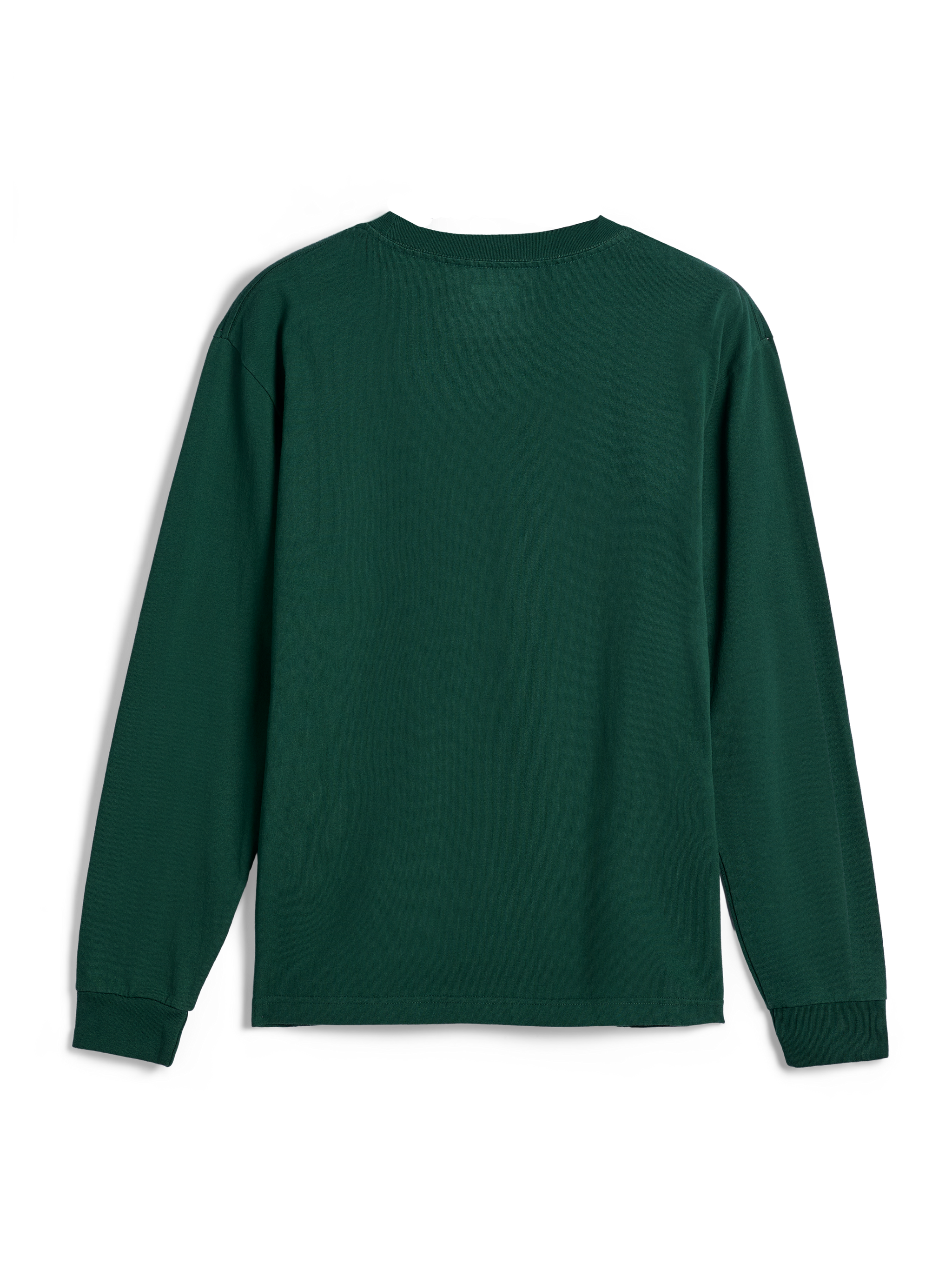 Alpinestars Essentials Ageless LS Tee, Long Sleeve T-Shirt, Pine Green, back view, solid green color with ribbed crew neck and cuffs, relaxed contemporary fit, casual streetwear