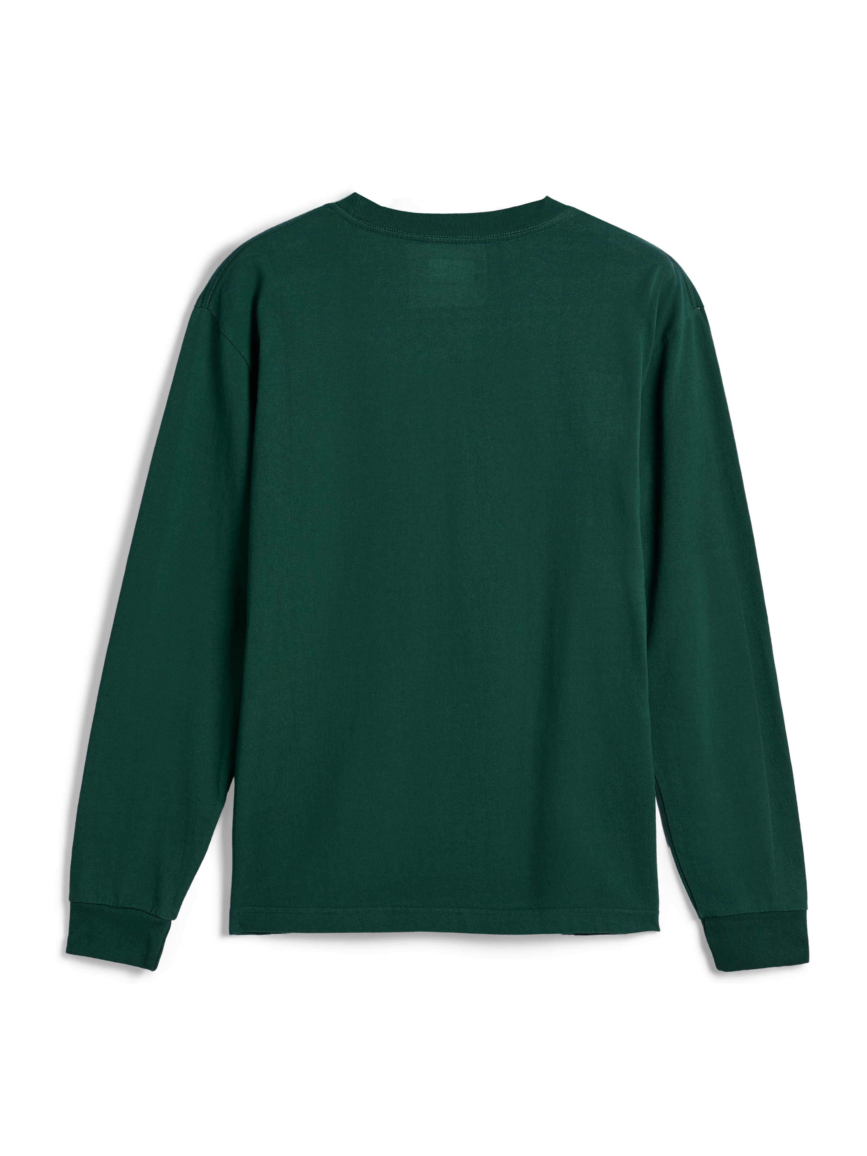 Alpinestars Essentials Ageless LS Tee, Langarmshirt, Pine Green, Rückansicht, einfarbiges Grün mit geripptem Rundhalsausschnitt und Ärmelbündchen, entspannte zeitgemäße Passform, lässige Streetwear