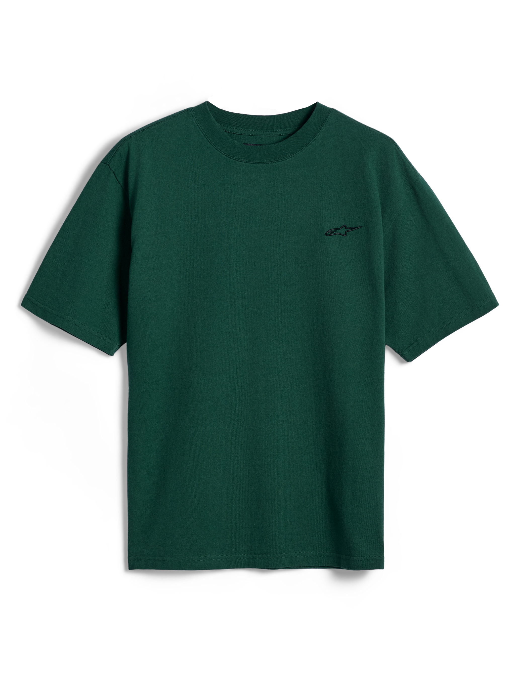 Alpinestars Essentials Ageless SS Tee, Kurzarm-T-Shirt, Pine Green, mit kleinem Alpinestars-Logo auf der Brust, lässige Motorsport-Streetwear