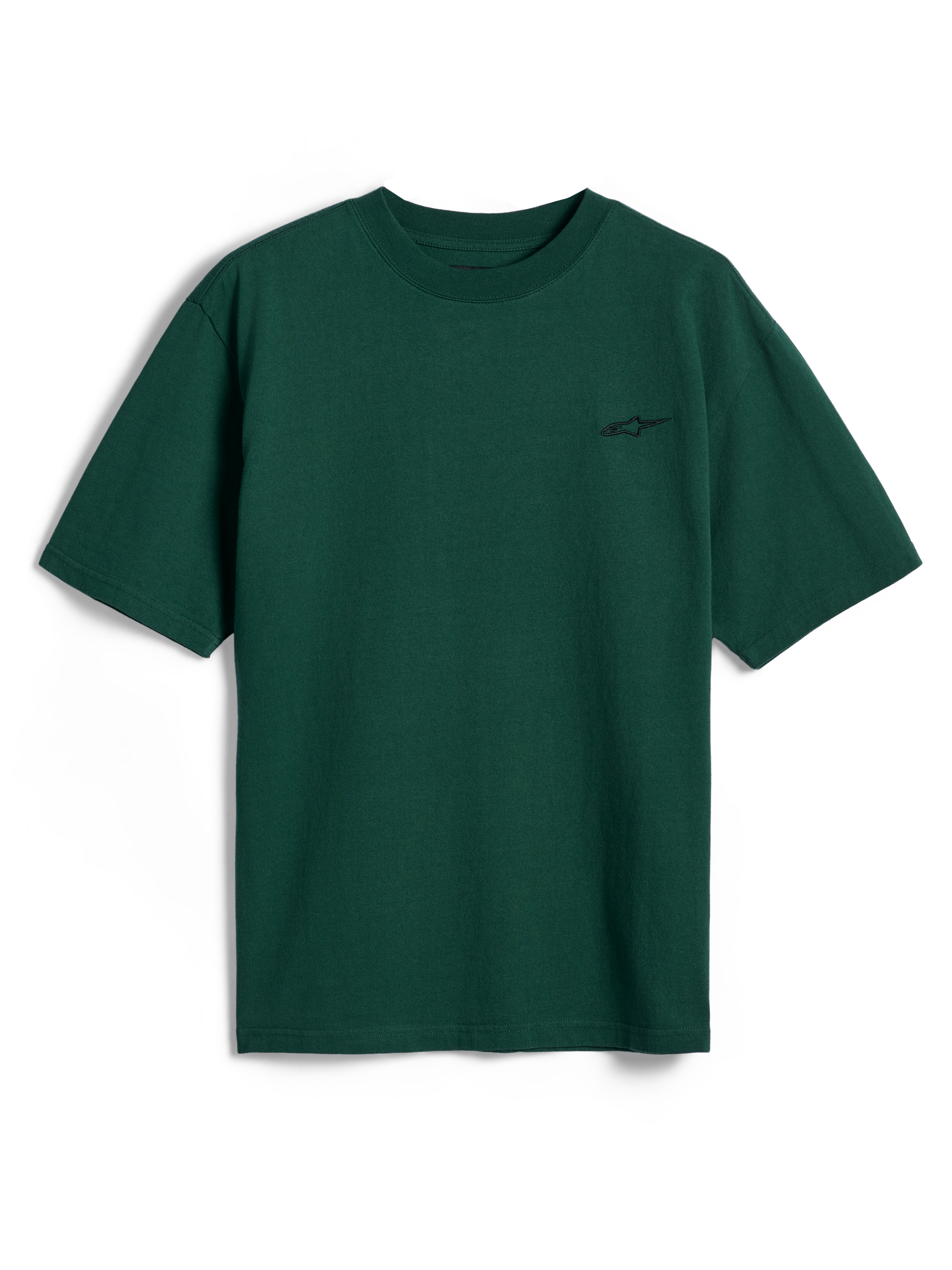 Alpinestars Essentials Ageless SS Tee, Kurzarm-T-Shirt, Pine Green, mit kleinem Alpinestars-Logo auf der Brust, lässige Motorsport-Streetwear