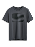 Alpinestars Waving CSF Tee, Kurzarm-T-Shirt, Anthrazit, schwarze wehende Flaggen-Grafik auf der Vorderseite, lässige Motorsport-Streetwear