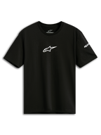Alpinestars Frontal CSF Tee, kurzärmliges T-Shirt, Schwarz, weißes Astars-Logo auf der Brust, Casual Performance Sportbekleidung