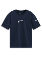 Alpinestars Frontal CSF Tee, Kurzarm-T-Shirt, Marineblau, weißes Stern-Logo auf der Brustmitte, nachhaltige Performance-Sportbekleidung
