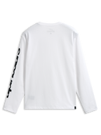 Alpinestars Trackside CSF Tee, Langarm-T-Shirt, Weiß und Schwarz, Rückansicht mit markanter schwarzer Grafik auf dem Ärmel, lässige, vom Motorsport inspirierte Streetwear