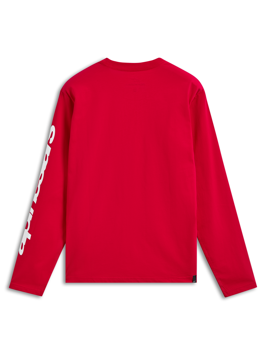 Alpinestars Trackside CSF Tee, Langarmshirt, Rot, Rückansicht mit weißem Branding am Ärmel, lässige vom Motorsport inspirierte Streetwear