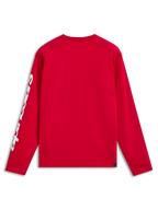 Alpinestars Trackside CSF Tee, Langarmshirt, Rot, Rückansicht mit weißem Branding am Ärmel, lässige vom Motorsport inspirierte Streetwear