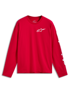 Alpinestars Trackside CSF T-Shirt, Langarmshirt, Rot mit weißem Front Ride 4.0 Logo auf der Brust und weißem Branding am Ärmel, lässige Motorsport-Sportbekleidung