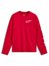 Alpinestars Trackside CSF T-Shirt, Langarmshirt, Rot mit weißem Front Ride 4.0 Logo auf der Brust und weißem Branding am Ärmel, lässige Motorsport-Sportbekleidung