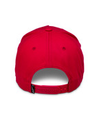 Alpinestars Ride Comp Snapback Mütze, Rot, Rückansicht mit verstellbarem rotem Snapback-Verschluss und kleinem schwarzen Webetikett mit weißem Logo, strukturierte Krone, lässige Kopfbedeckung