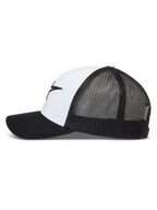 Alpinestars Ageless Snapback Kappe, Weiß und Schwarz, Sportswear Trucker-Kappe mit atmungsaktivem Mesh-Rücken und gebogenem Schirm.