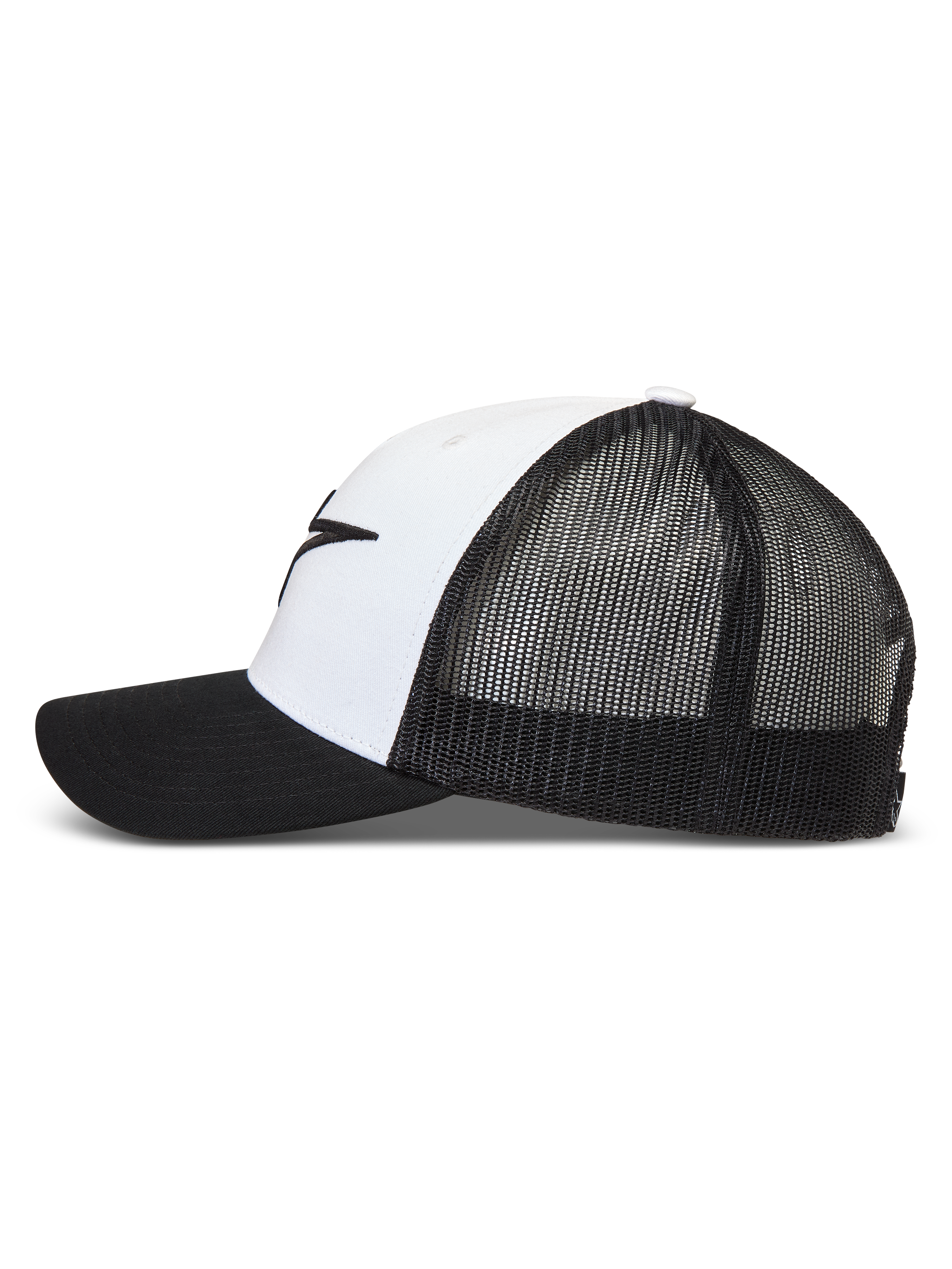 Alpinestars Ageless Snapback Kappe, Weiß und Schwarz, Sportswear Trucker-Kappe mit atmungsaktivem Mesh-Rücken und gebogenem Schirm.
