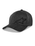 Alpinestars Corp Shift Multi Mütze, Baseball-Cap, Dunkelgrau meliert, schwarzes 3D-Astars-Logo, strukturierte Krone, gebogener Schirm, Stretch-Twill-Gewebe, lässige Motorsport-Lifestyle-Kopfbedeckung